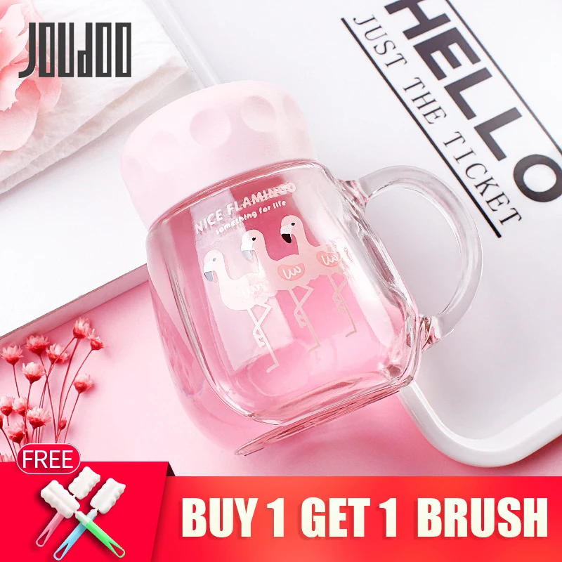 Милая стеклянная Корейская креативная чашка JOUDOO портативная бутылка для воды