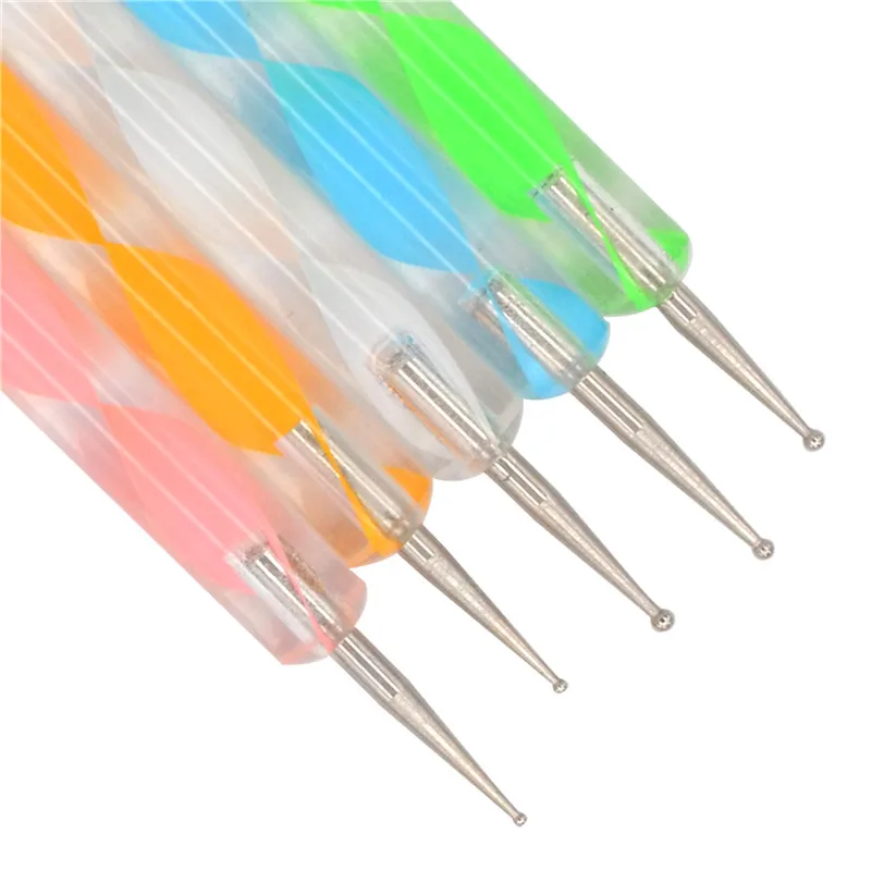 

5Pcs/Pack Professional Nail Art Tool 2 Ways Swirl Marbleizing Steel Dotting Pen Dotting Tool Wax Pencil Nails Accessoires