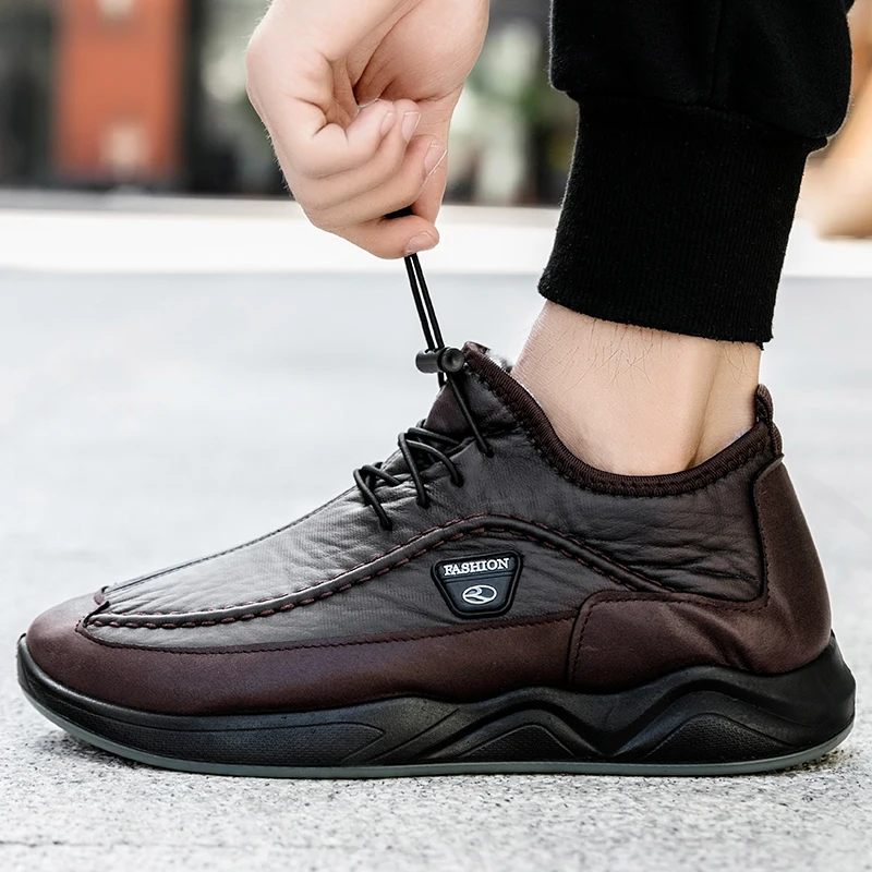 

Nine o'clock Autumn Winter Men's Quality Leather Shoes Casual Breathable Male Footwear Outdoor Non-slip Lace-Up Flats Sneakers