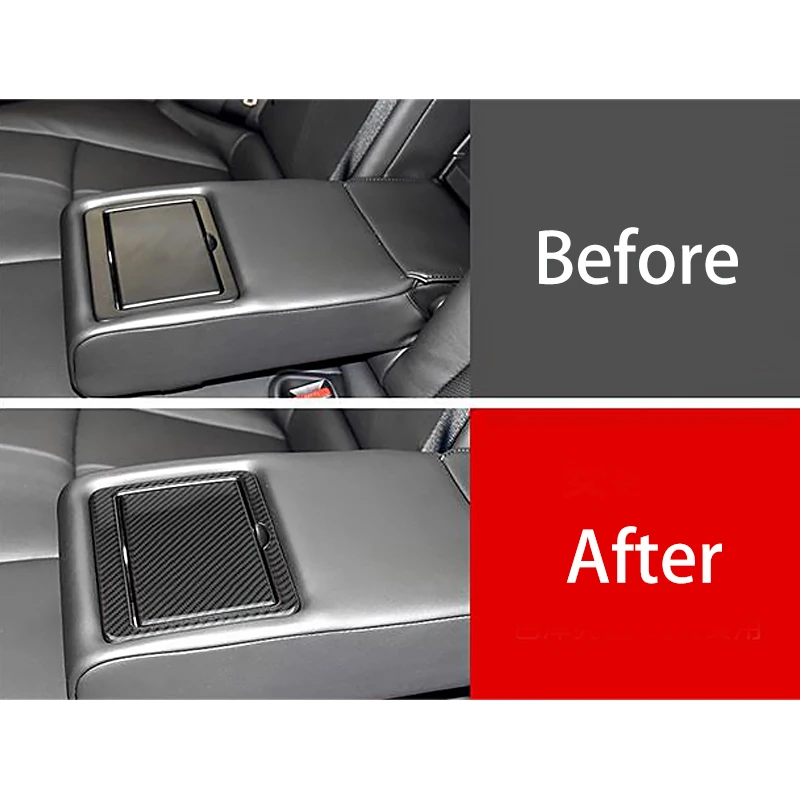 

2Pcs Carbon Fiber Car Rear Seat Water Cup Holder Panel Cover Trim fit for Infiniti Q50 2014-2019
