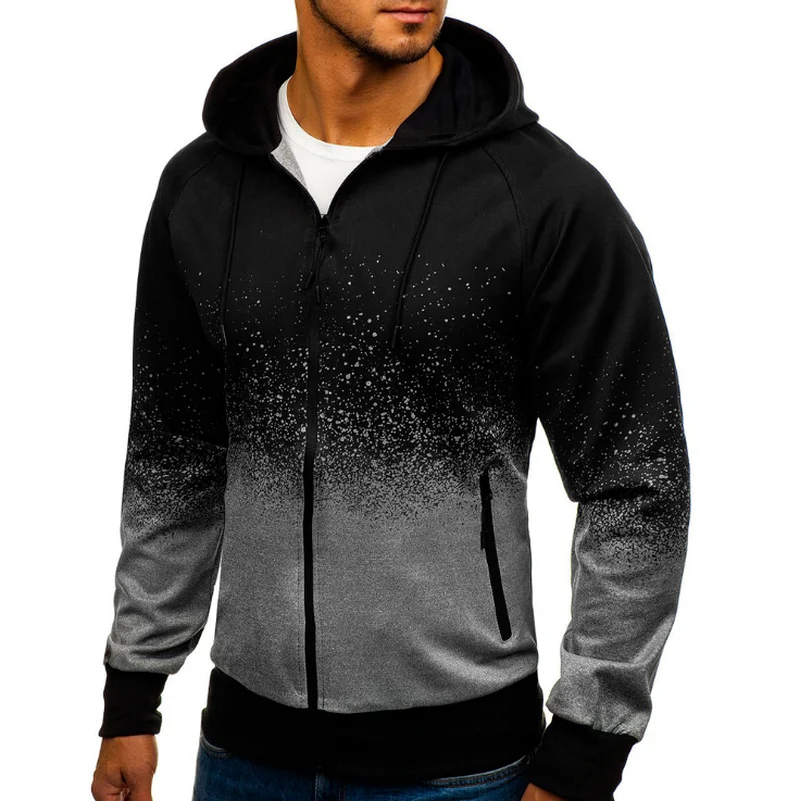 

NEW2021 for MAZDA Car Logo Print Casual HipHop Harajuku Gradient color Hooded Mens Fleece Sweatshirts zipper Jacket