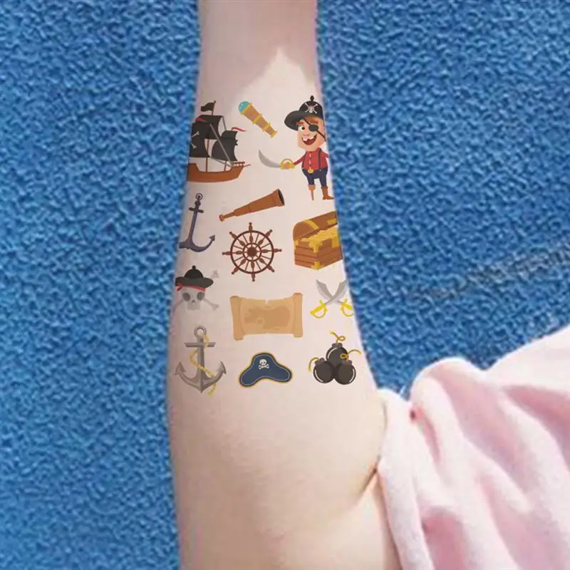 16 шт татуировки стикер одноразовые мультфильм пиратский дизайн стильный