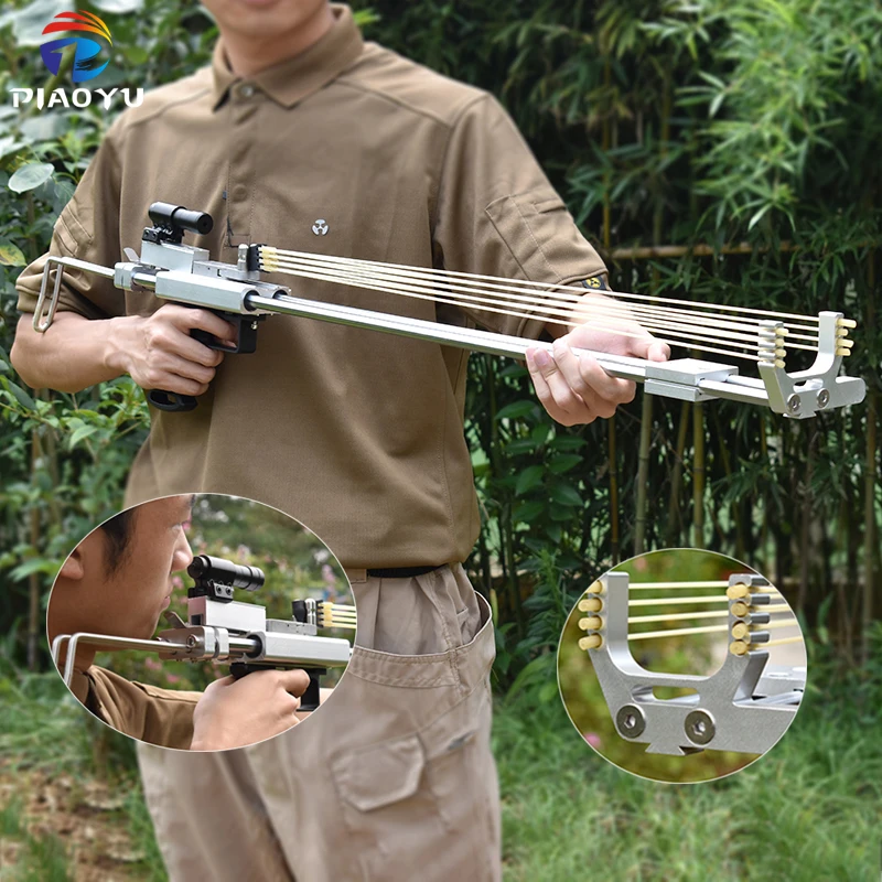 

PIAOYU Classic Stainless Steel Rifle Slingshot with Rear Support Device Slingshot Catapult for Outdoor Hunting and Shooting Fish