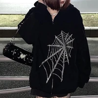 hoodies women autumn 2021 hip hop goth butterfly print oversize zipper jacket y2k harajuku loose hooded sweatshirts