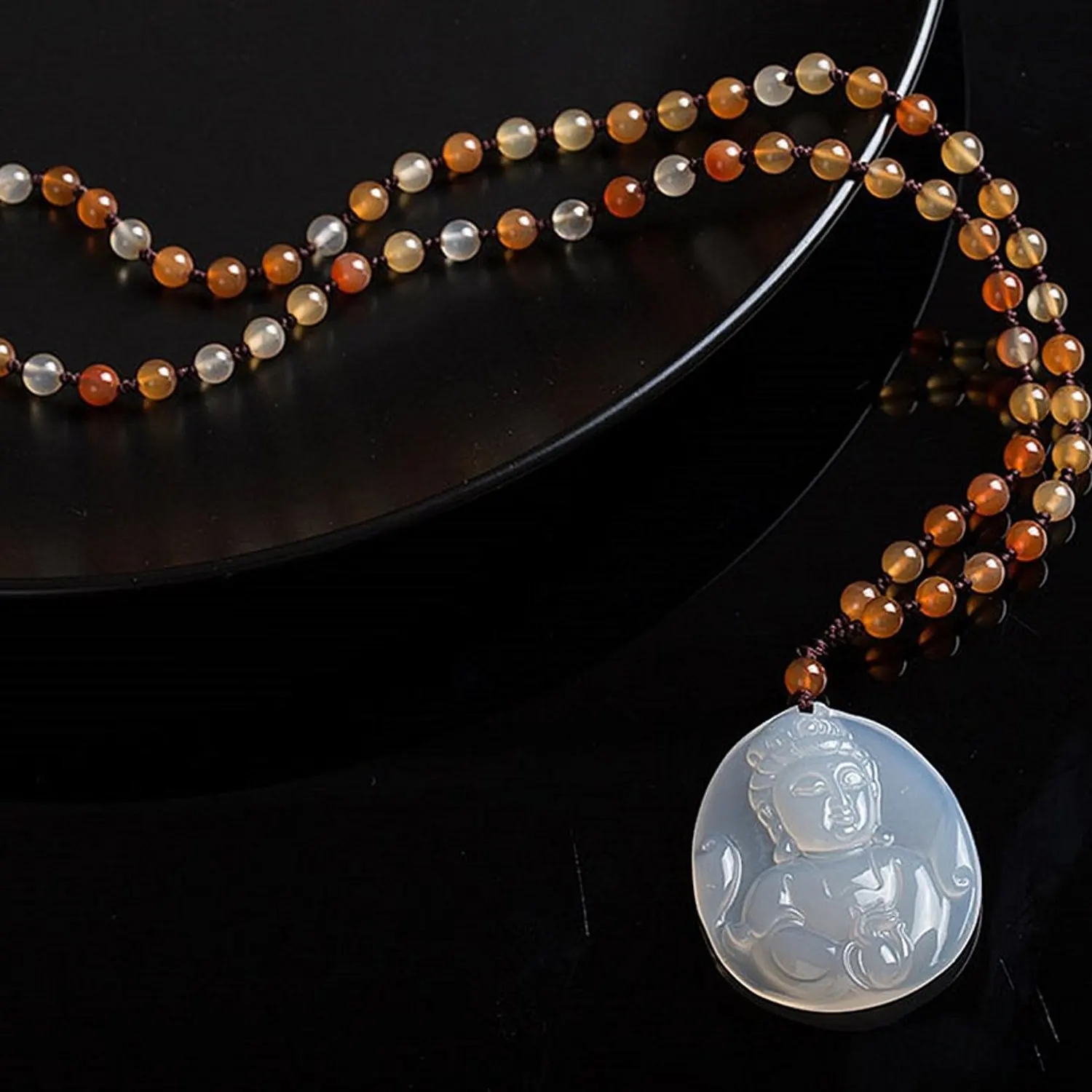 LETSFUN изящные ювелирные изделия подвеска-ожерелье из натурального белого агата