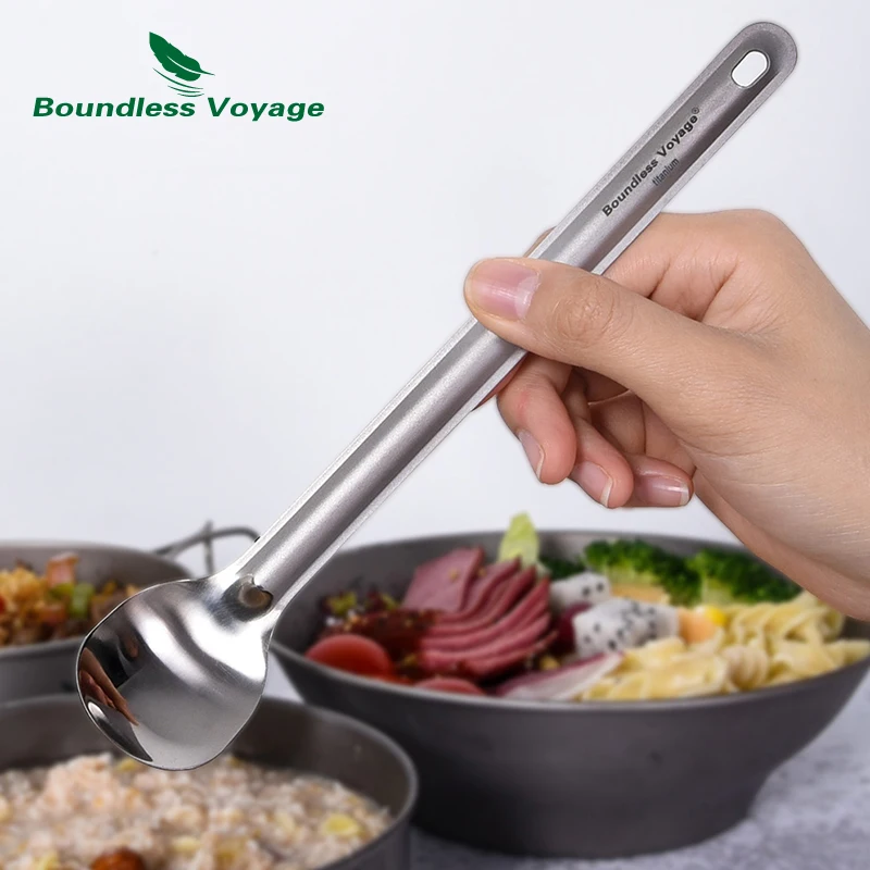 Бескрайняя Титановая Ложка с длинной ручкой Spork походные столовые приборы