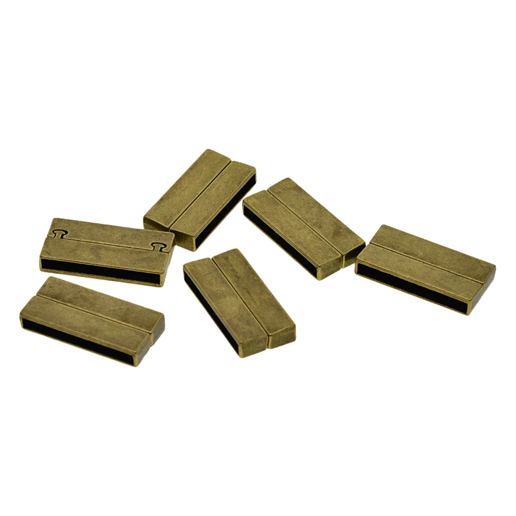 

6 Sets Wide Leather Cord Bracelet Interlock Bronze Magnetic Clasps Connector