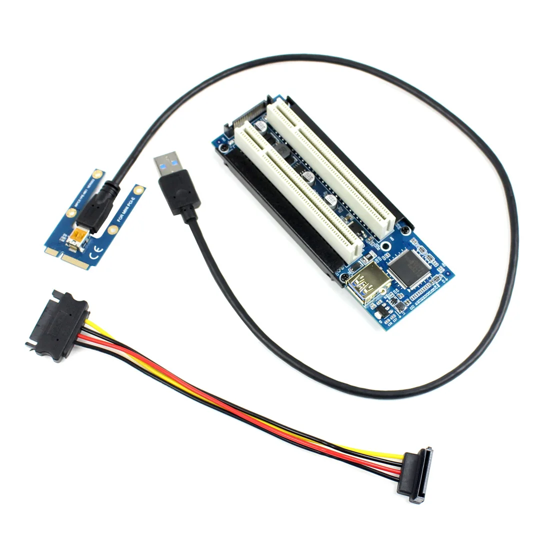 

Add Card Mini PCI-E Express X1 to Dual PCI Riser Extend Adapter Card USB3.0 Cable for WIN2000/XP/Vista/Win7/8/LINUX