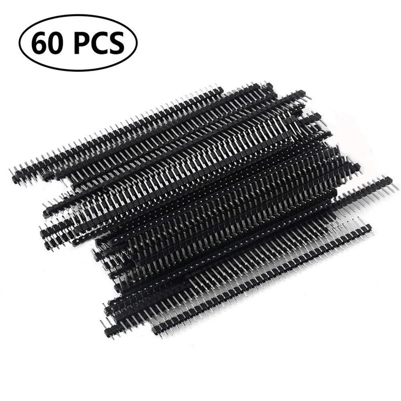 

60pcs/lot Row 40 Pin 2.54mm Male Pin Header Connector PCB Board Pin Strip Electronic Component Raw for Arduino Prototype Shield