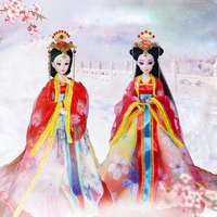 16 scale 30cm ancient costume long hair fairy hanfu dress barbi queen doll 12 or 20 joints body model toys girl gift b0361
