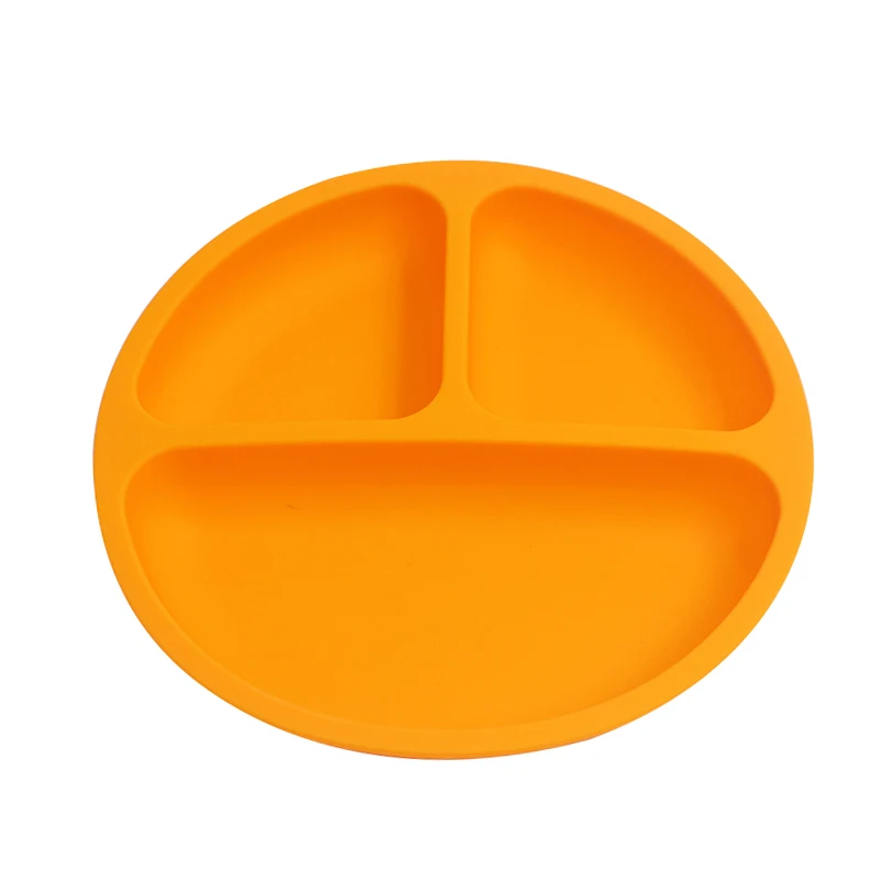 Plate Orange Детская силиконовая обеденная тарелка без бисфенола с милым смайликом, посуда для обеда, кухонная посуда для фруктов, Детские обеденные тарелки для кормления, миски - Цвет: Plate Orange