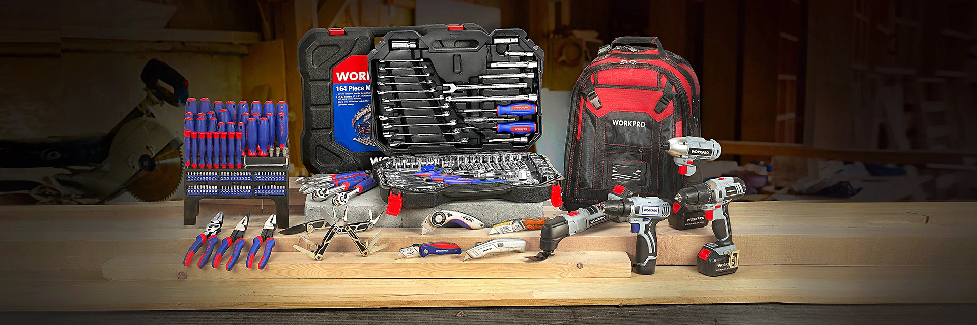 WORKPRO 165 шт домашний набор инструментов набор гаечных ключей отвертка плоскогубцы Набор торцевых головок