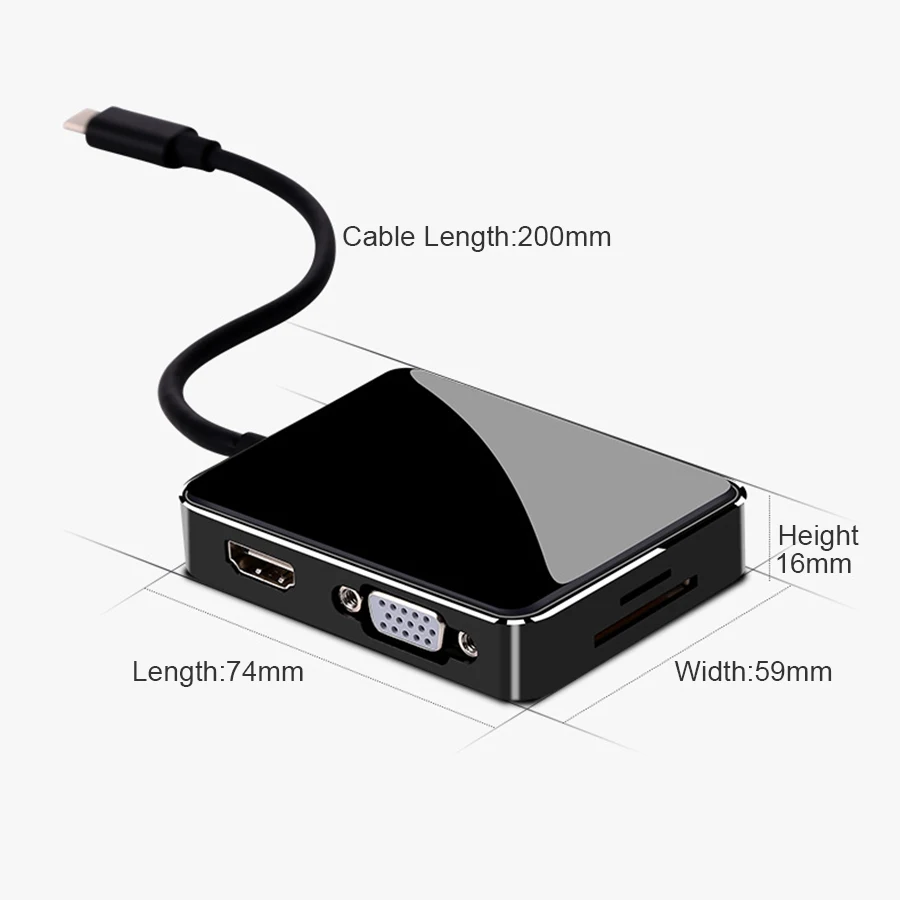 Biaze USB C HUB to Multi 3.0 HDMI VGA Adapter Card Reader For MacBook Pro Huawei Mate 20 Samsung S9 S8 Xiaomi Type | Компьютеры и офис