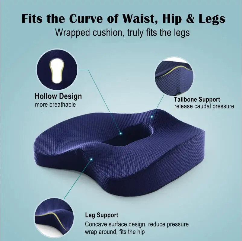 Подушка для офисного кресла Нескользящая подушка из пены с эффектом памяти