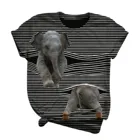 Полосатый топ с 3D-принтом слона, женская футболка в стиле Харадзюку, женские футболки, модная женская Повседневная Уличная футболка с коротким рукавом