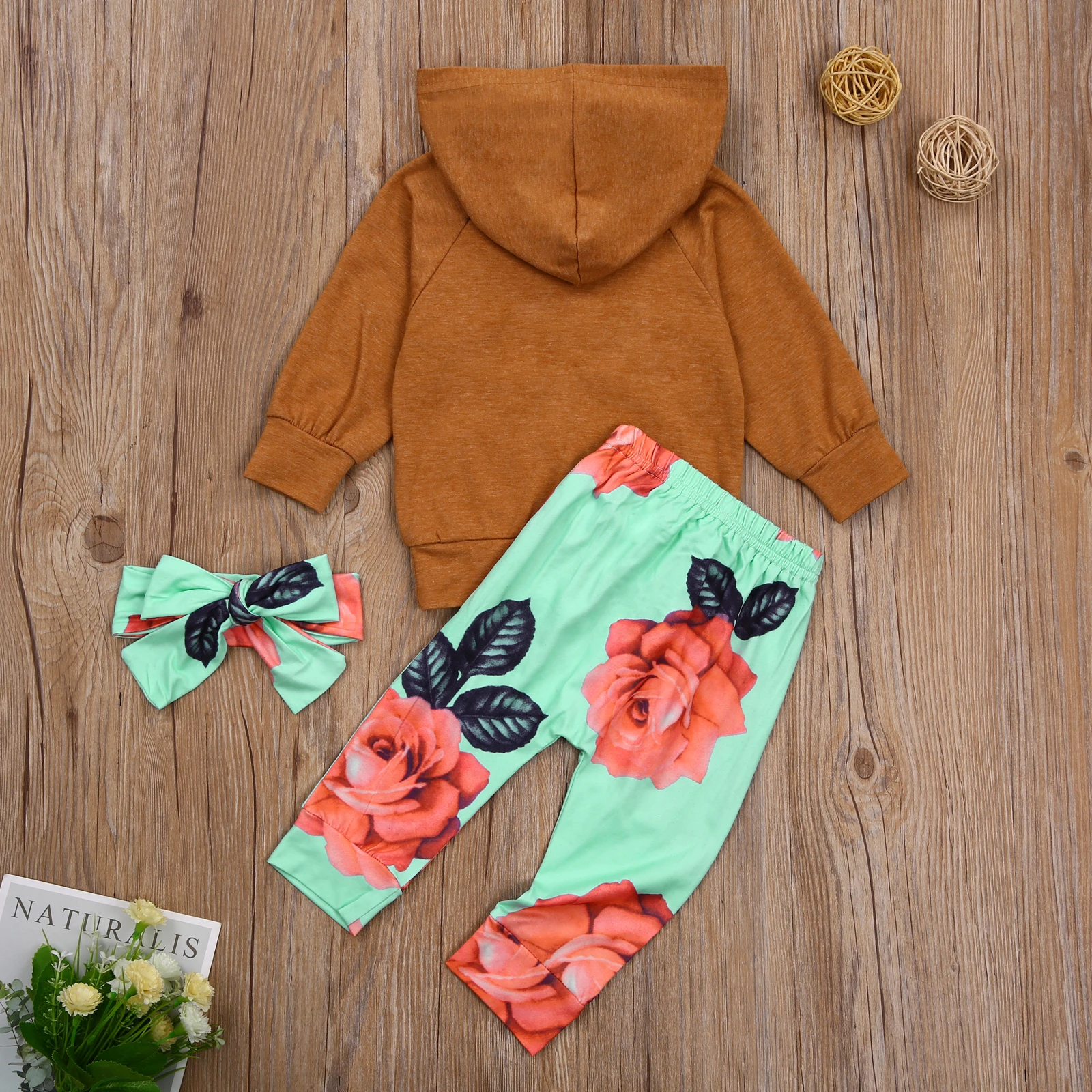 

Pudcoco 2020 Autumn 0-24M Toddler Baby Girl 3Pcs Set Hooded Front Pocket Long Sleeve Top+Floral Print Pants+Headband Outfit