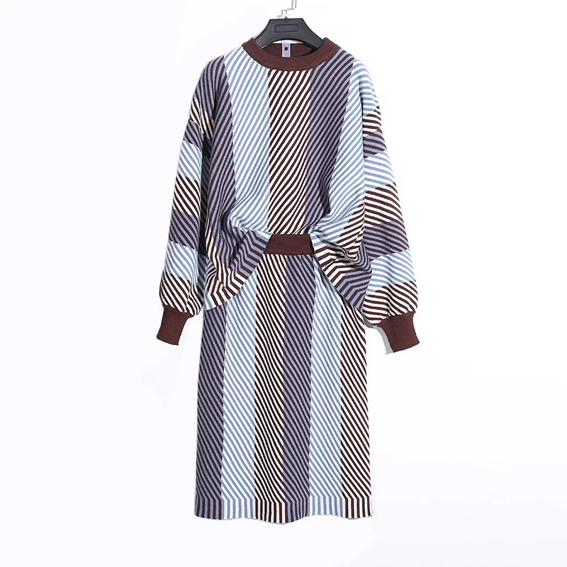 PERHAPS U Женский вязаный синий желтый коричневый пуловер с круглым вырезом и