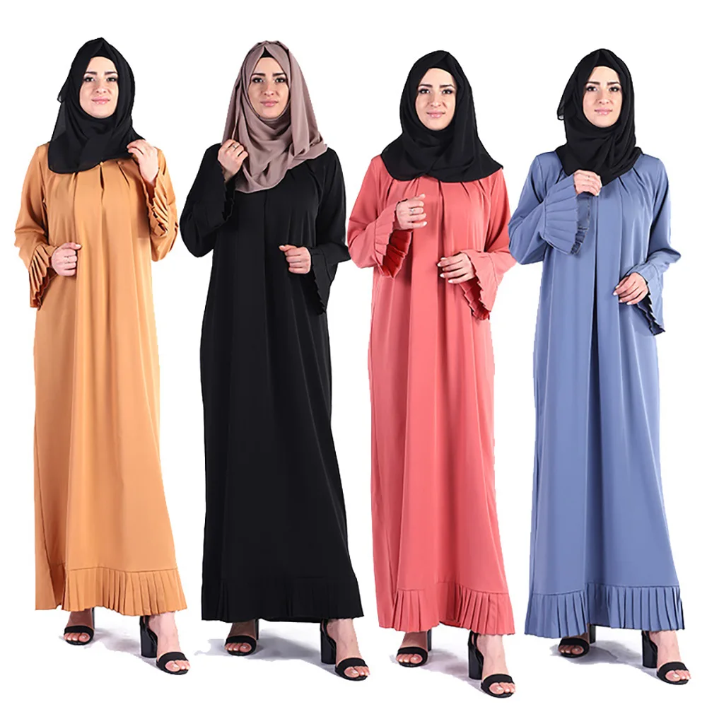 Женское длинное платье-хиджаб Abaya, из Дубая, Турции, мусульманский хиджаб, плиссированный кафтан, длинные платья для Рамадана, мусульманская...