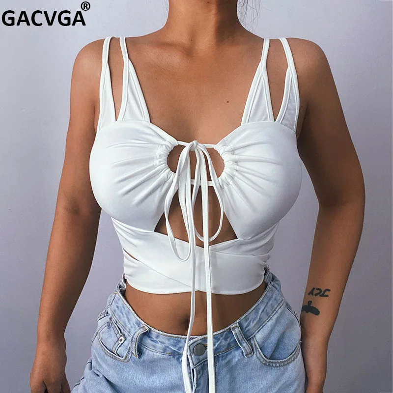 

Женский укороченный корсет GACVGA Y2K, сексуальный топ на шнуровке, белая, черная футболка в стиле Харадзюку, женская летняя бандажная майка, 2021