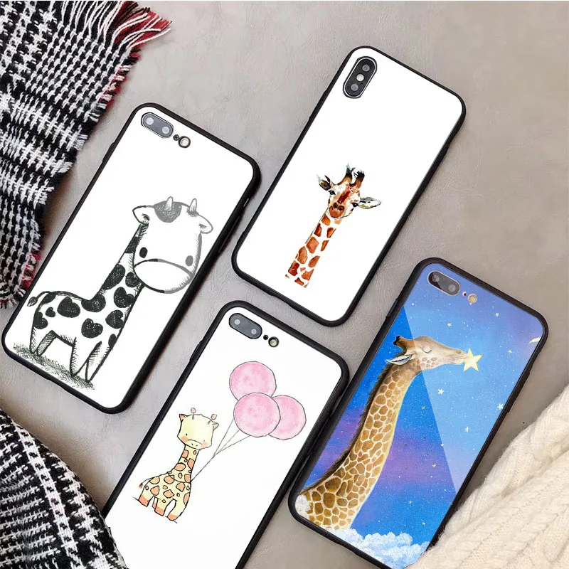 Чехол для телефона из закаленного стекла с мультипликационным животным и