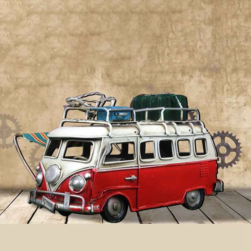 

Home Decoration Classic Metal Bus Model Ornaments Antique Metal Crafts Photography Props Kids Toys Birthday Gifts