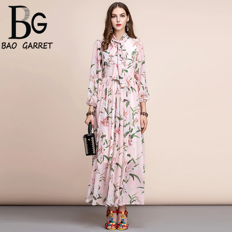 Baogarret осеннее модное подиумное платье с длинными рукавами женское шифоновое