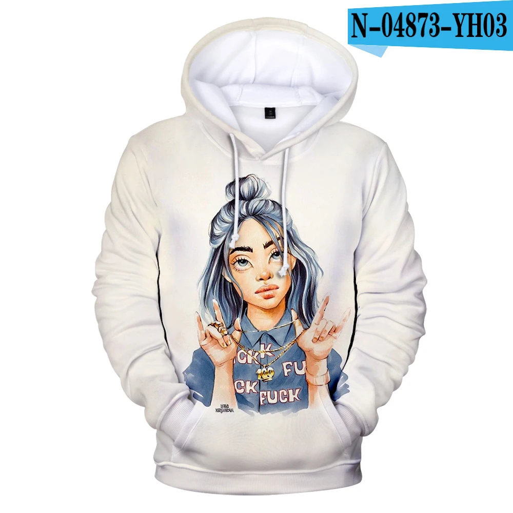 3D Оригинальные толстовки для мужчин и женщин Billie Eilish, толстовка с капюшоном, лидер продаж, осенне-зимняя модная одежда для мальчиков и девочек - Цвет: 3D