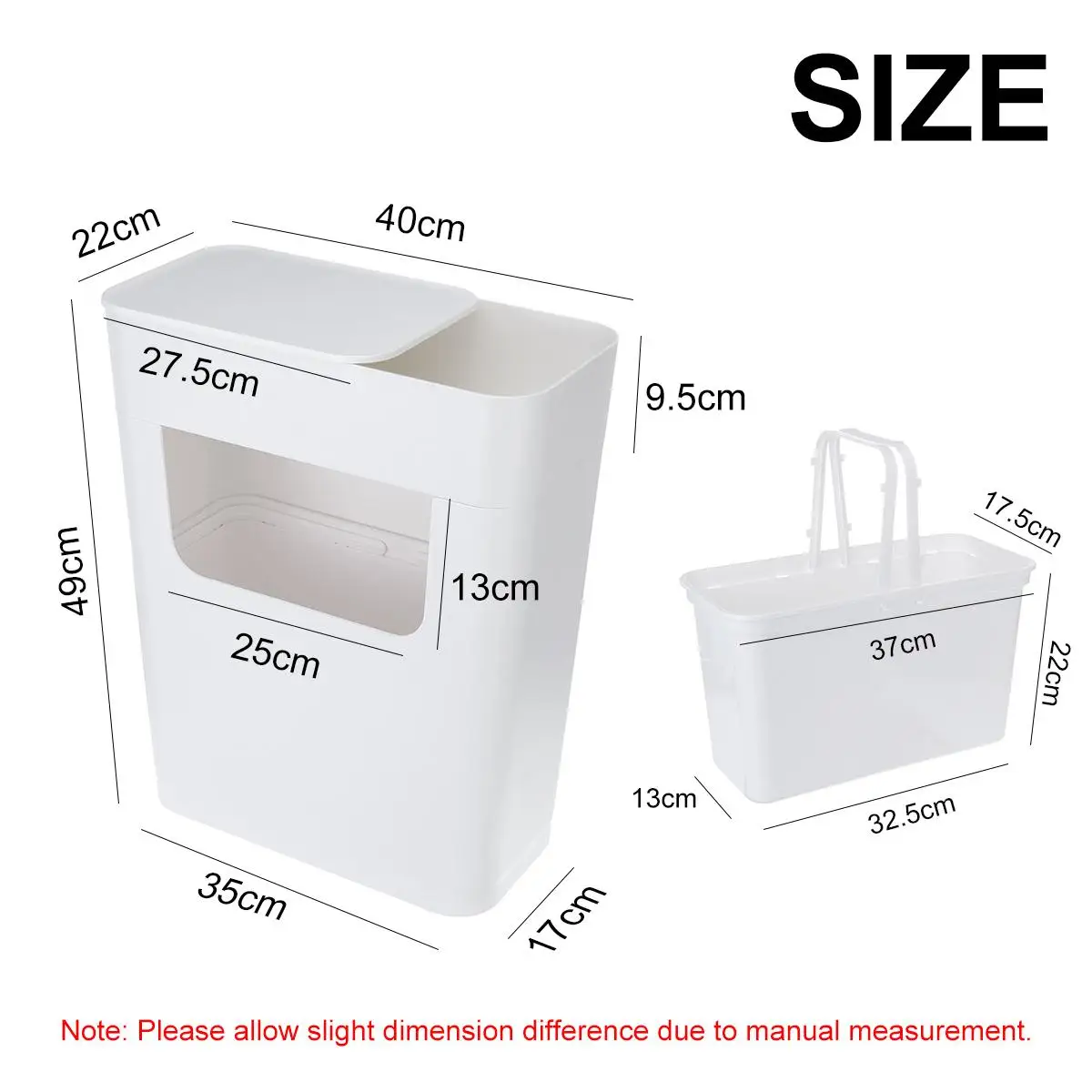 

6L+13.5L 2PCS/SET Plastic Bathroom Kitchen Trash Can Space Saving Slot Trash Toilet Waste Dustbin Garbage Bucket With Wheels