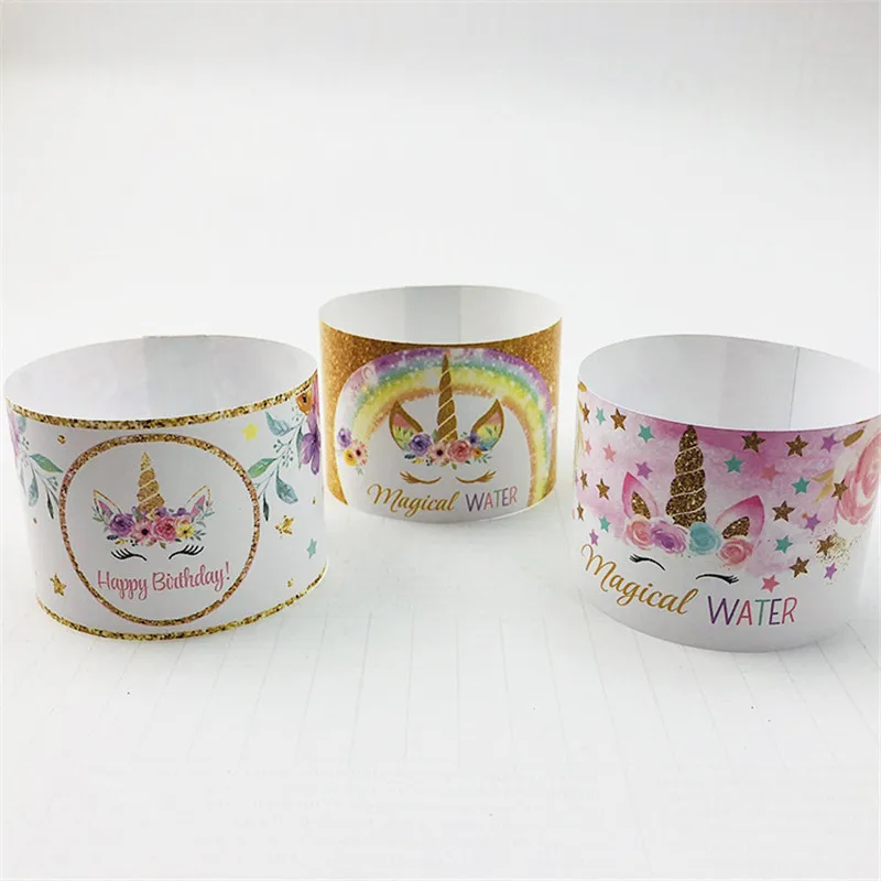 24 шт. украшение душевой кабины Единорог бутылки наклейки на день рождения радуга