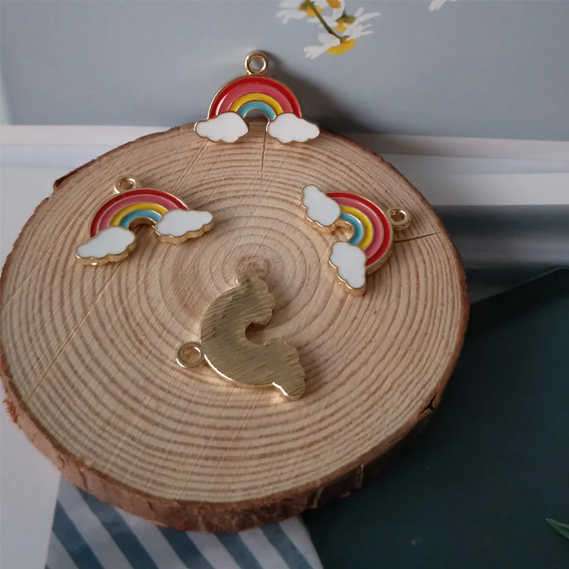 10 штук/упаковка Альпака цвета радуги и вырезом в форме сердца эмаль талисманы