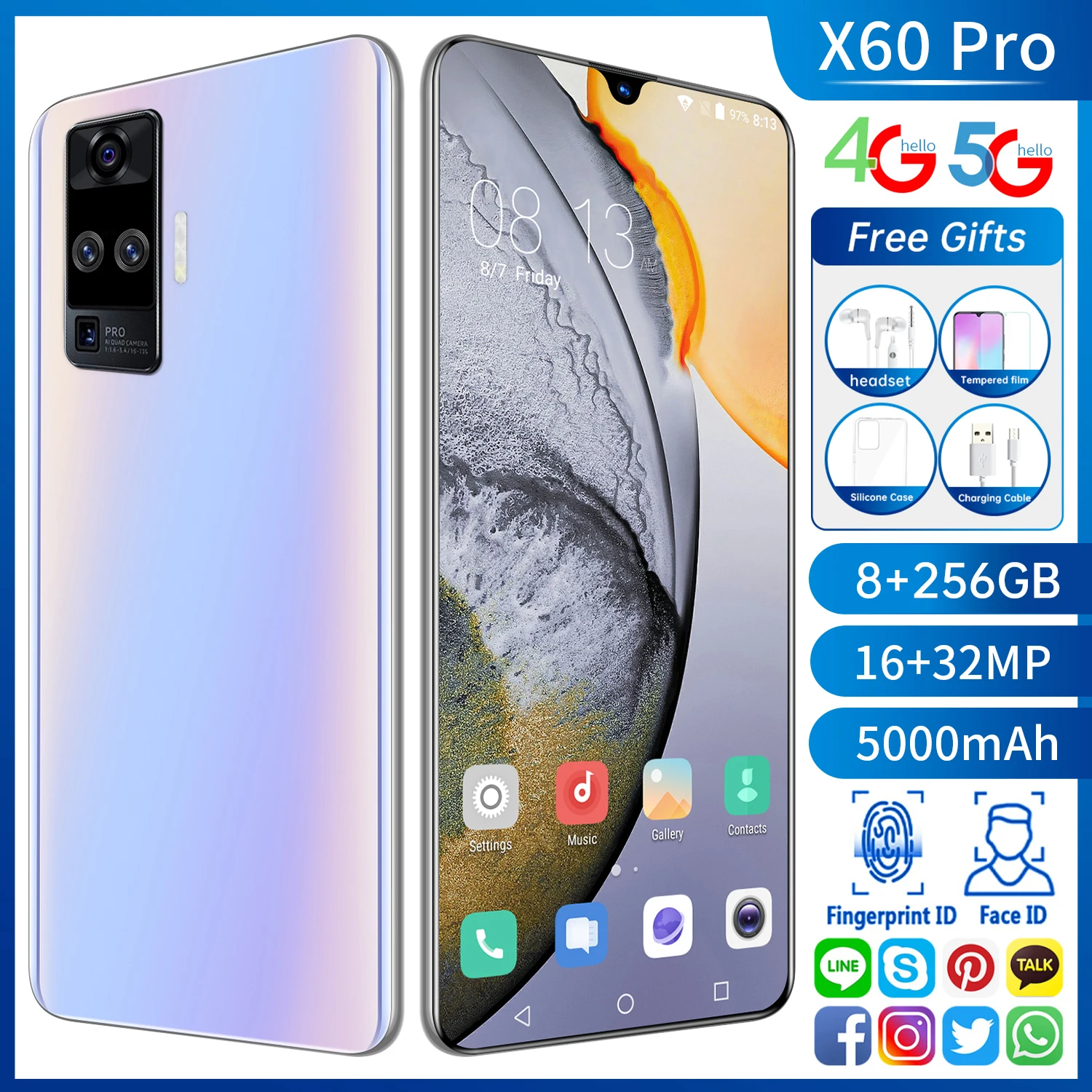 

The latest global version X60 Pro HD smartphone 6.6-inch Snapdragon 12GB + 512GB 5000mAh 865 quad camera 32MP Android 10.0 phone