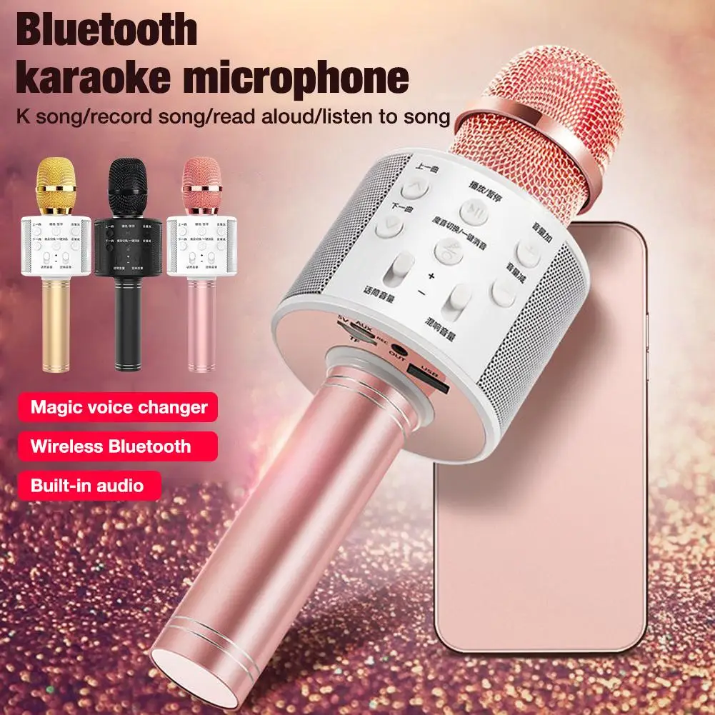 Bluetooth-микрофон WS-858 караоке беспроводной ручной USB-микрофон 3 цвета микрофон