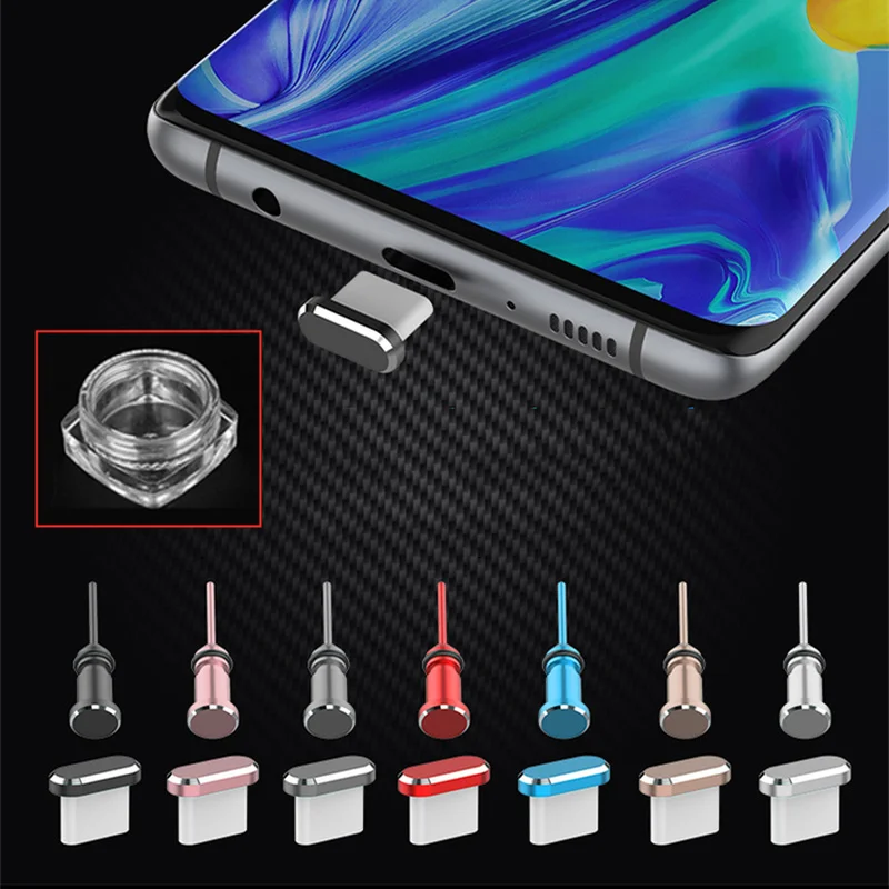 

Type C Charging Port Phone Dust Plug 3.5mm Earphone Jack Protector For Samsung Z Fold2 Galaxy S21/Ultra A52 Redmi Note 10 Huawei