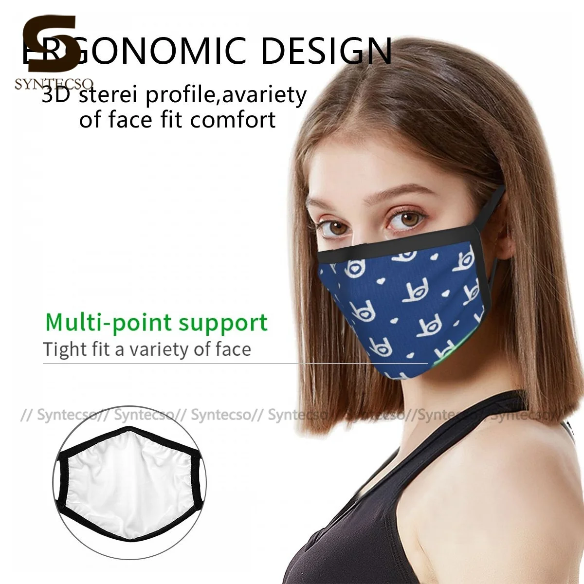 

Blue Hand Face Mouth Mask Adults Dust Reusable Fantasy Cloth Luxury Facial Mask