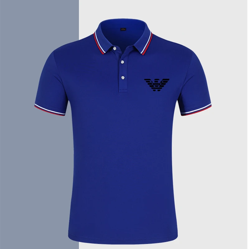 

2021 new summer fashion short sleeve polo shirt men's business Lapel fashion casual fit breathable print letter British couple