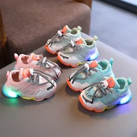 kids sneakers children baby boys girls casual shoes mesh breathable led luminous sneakers sport shoes light up running sneaker