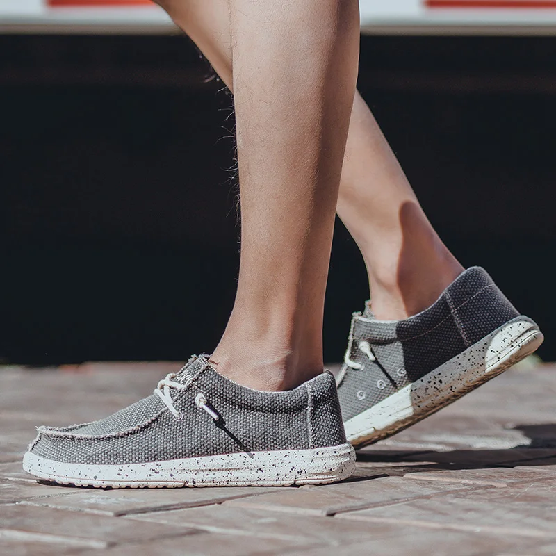 Summer Men's Casual Shoes Denim Canvas Breathable Moccasins Vulcanized Slip Wear Flat Plus Size | Обувь