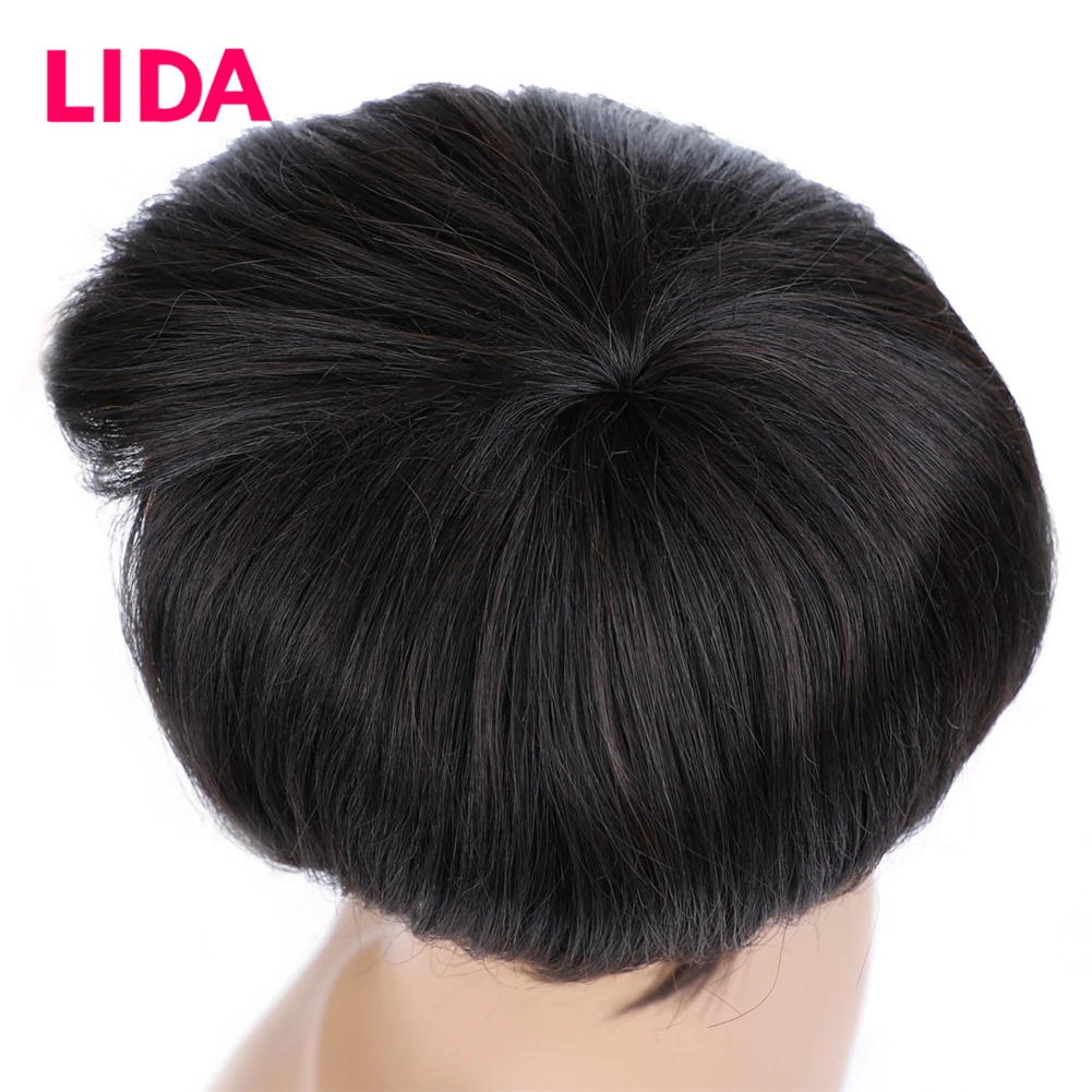 LIDA Non-Remy индийские прямые короткие человеческие волосы парики для женщин 150% плотность полный машинный 6 дюймов короткий парик