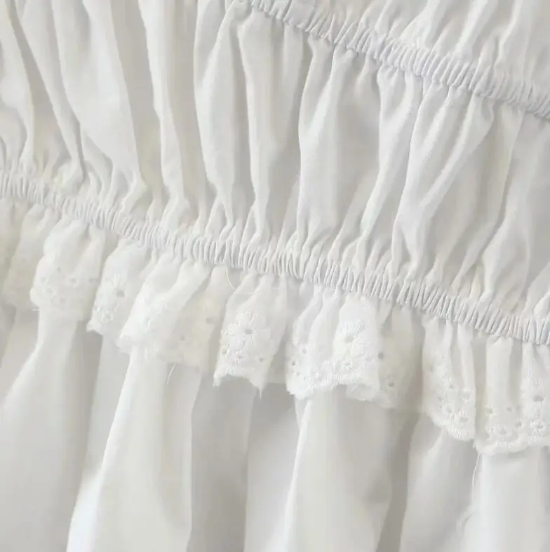 

2020 Women White Wood ears Square Collar Puff Sleeve Shirt Retro Elastic Ruched Slim Short Blouse Summer Sweet Tops