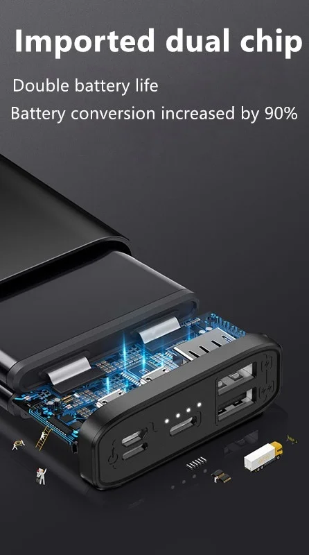 Внешний аккумулятор 10000 мАч, два USB внешних аккумулятора, двусторонняя быстрая зарядка, внешний аккумулятор, мобильное зарядное устройство, маленькая и изысканная батарея
