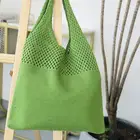 Пляжная вязаная Ретро сумка для девочек, летняя плетеная Сумка-тоут ручной работы, женская вязаная сумка с вырезами