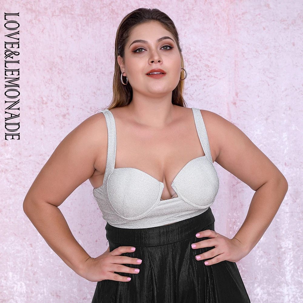 Серебристый эластичный Топ бандо LOVE & LEMONADE PLUS SZIE LM81496 2PLUS| |