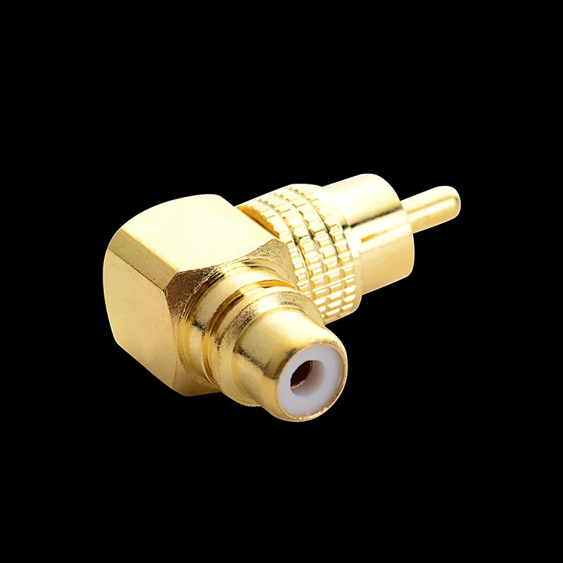 1 шт. позолоченный аудиоадаптер Папа-мама L-тип изогнутый Лотос на 90 градусов RCA