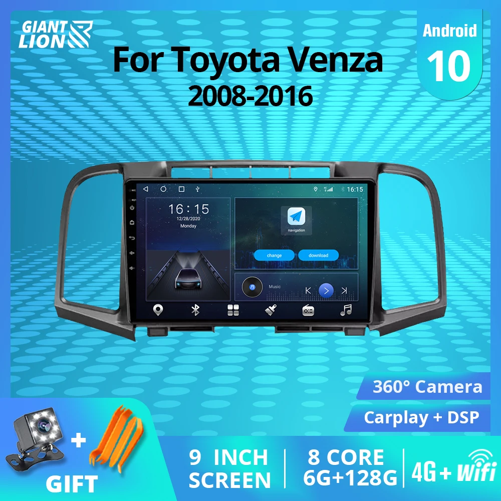 2DIN Android10.0 Автомобильная магнитола для Toyota Venza 2008 2016 GPS навигации стереофонический