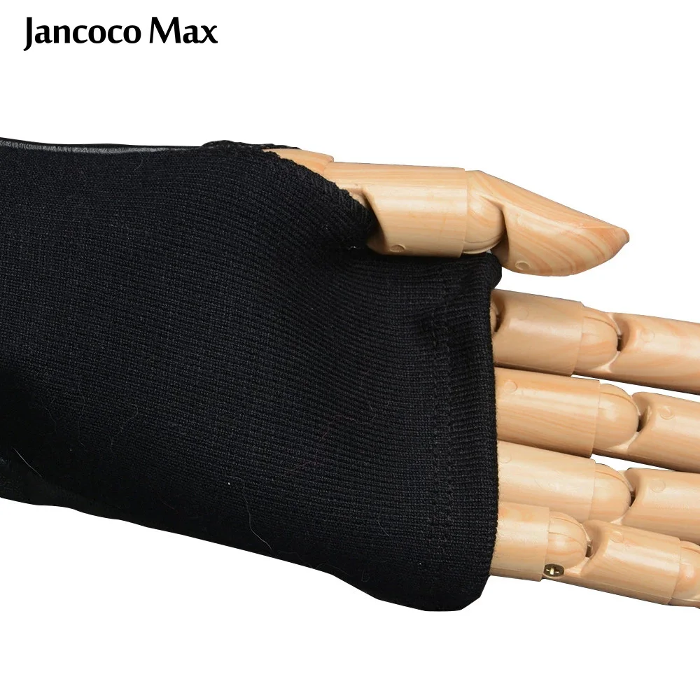 

Jancoco Max New Genuine Sheepskin Leather Women's Long Gloves Opera Black Evening Party Fingerless Mittens S2075