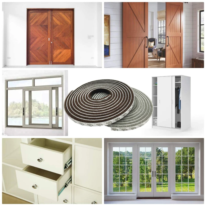 Уплотнительная лента для дверей и окон звукоизоляционная ветрозащитная щетка