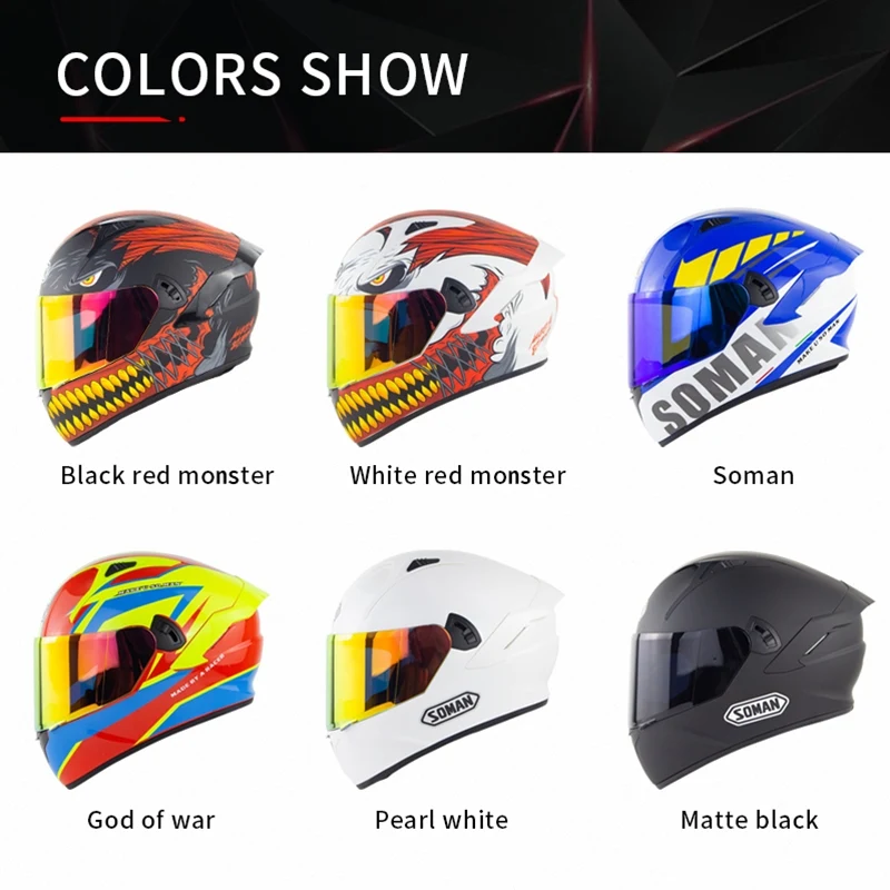 

SOMAN 2021 Capacete moto Full Face Motorcycle Helmet Gold Red Visor Racing Casque Moto Casco Bluetoot Kask DOT Helmet