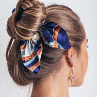 new chiffon bowknot silk hair scrunchies women pearl ponytail holder hair tie hair rope rubber bands accessories