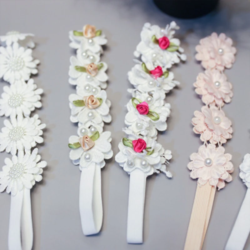 Перал цветок детская чалма повязки на голову для новорожденных девочек