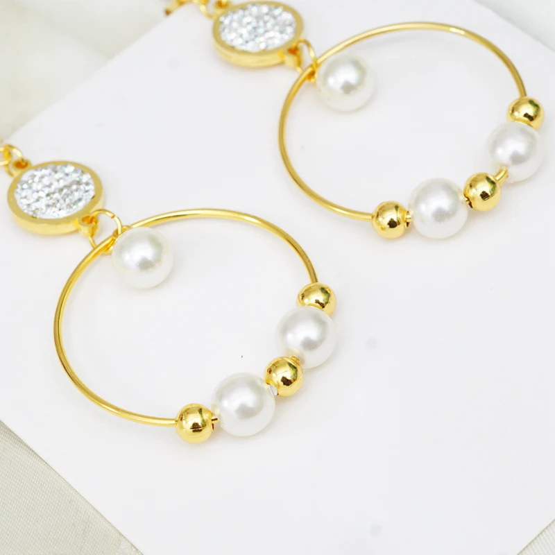 Женские серьги из нержавеющей стали сережки золотого цвета со стразами и